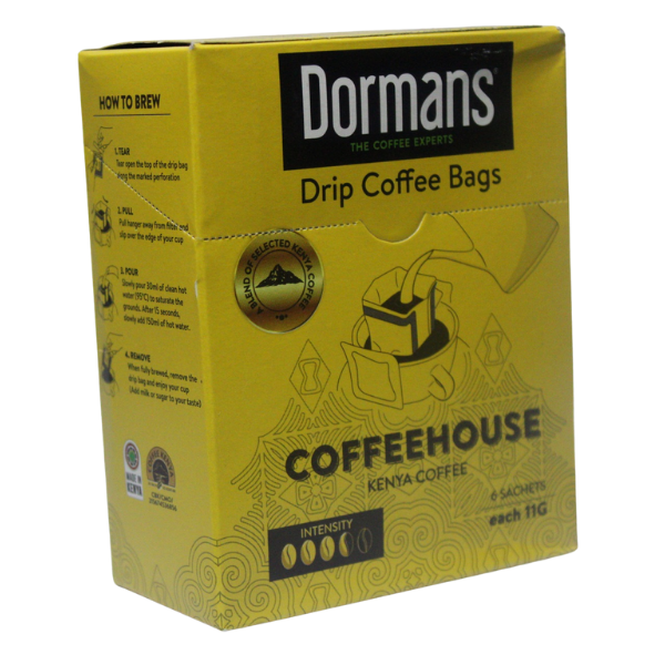 Dormans Coffee House Drip Coffee Bags 11g front corner view
