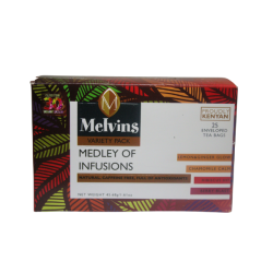 Melvins Medley of Infusions herbal tea variety pack front box