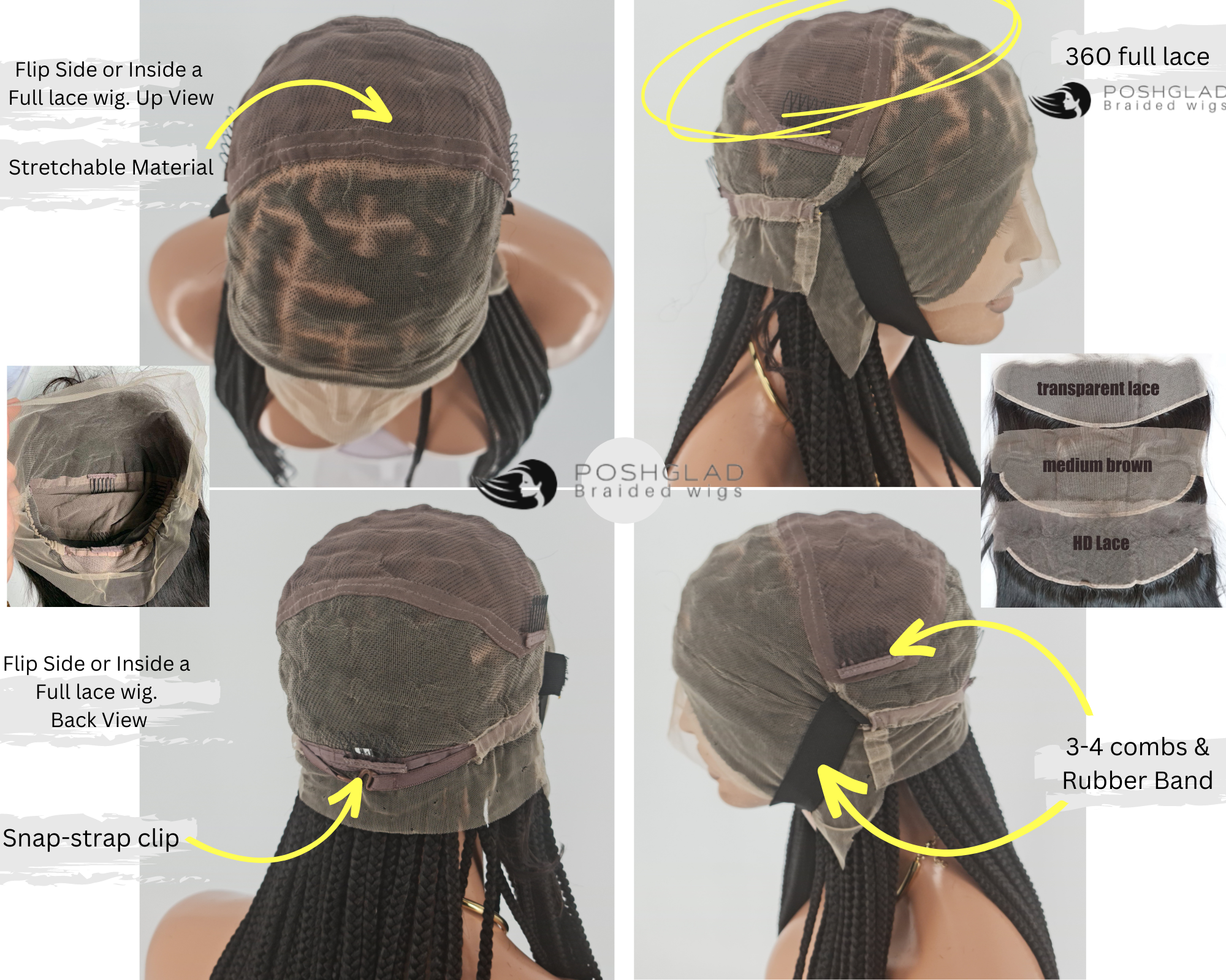 Bohemian Knotless Braid Wig, Full Lace, Burgundy Waist, Medium Cap - NATA