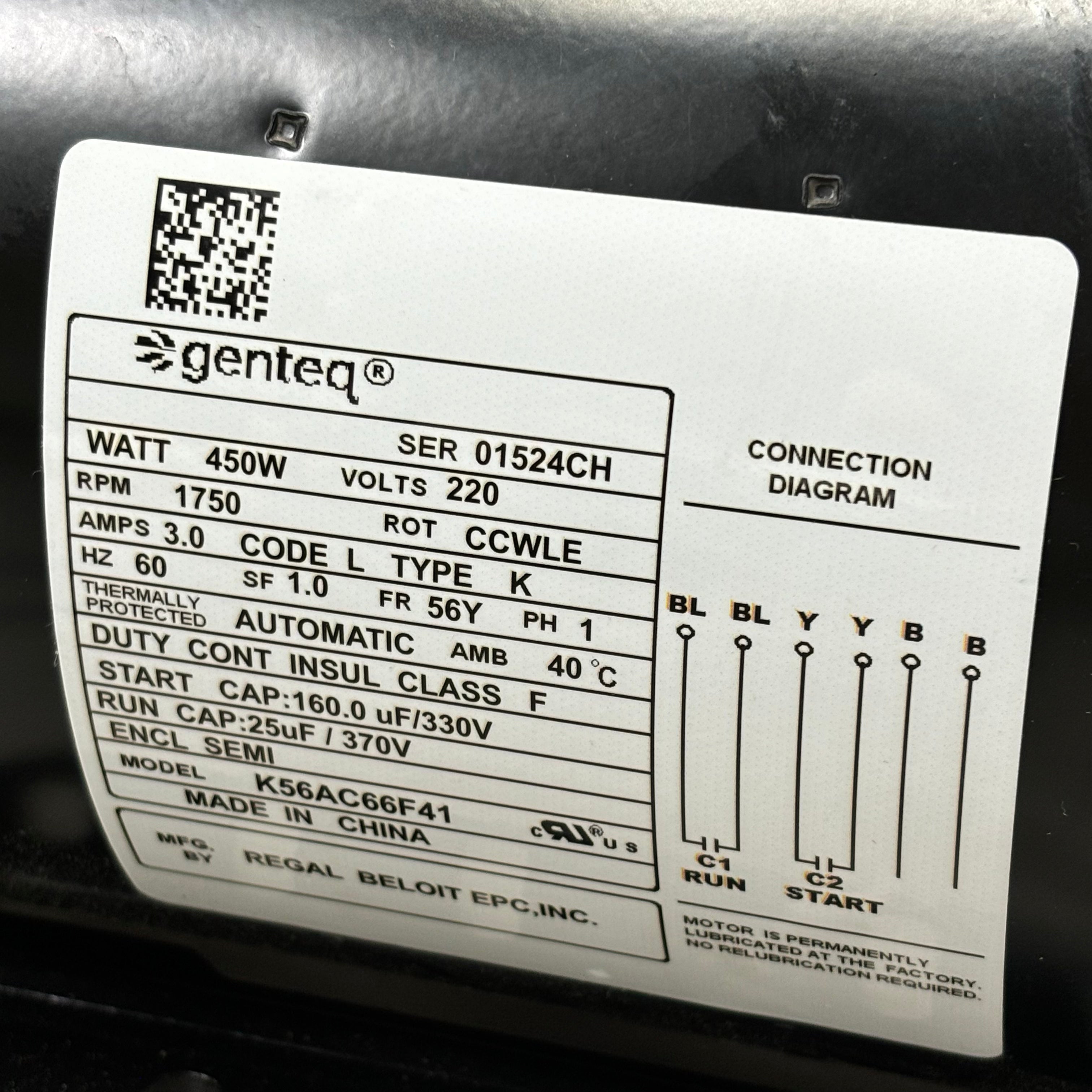 SPACEMAN Motor Capacitors 220V 60HZ 1 Phase Genteq K56AC66AF41 OEM 3.3.01.07.010