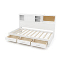 Twin/Full Size Wooden Daybed with 3 Drawers with Storage Shelves