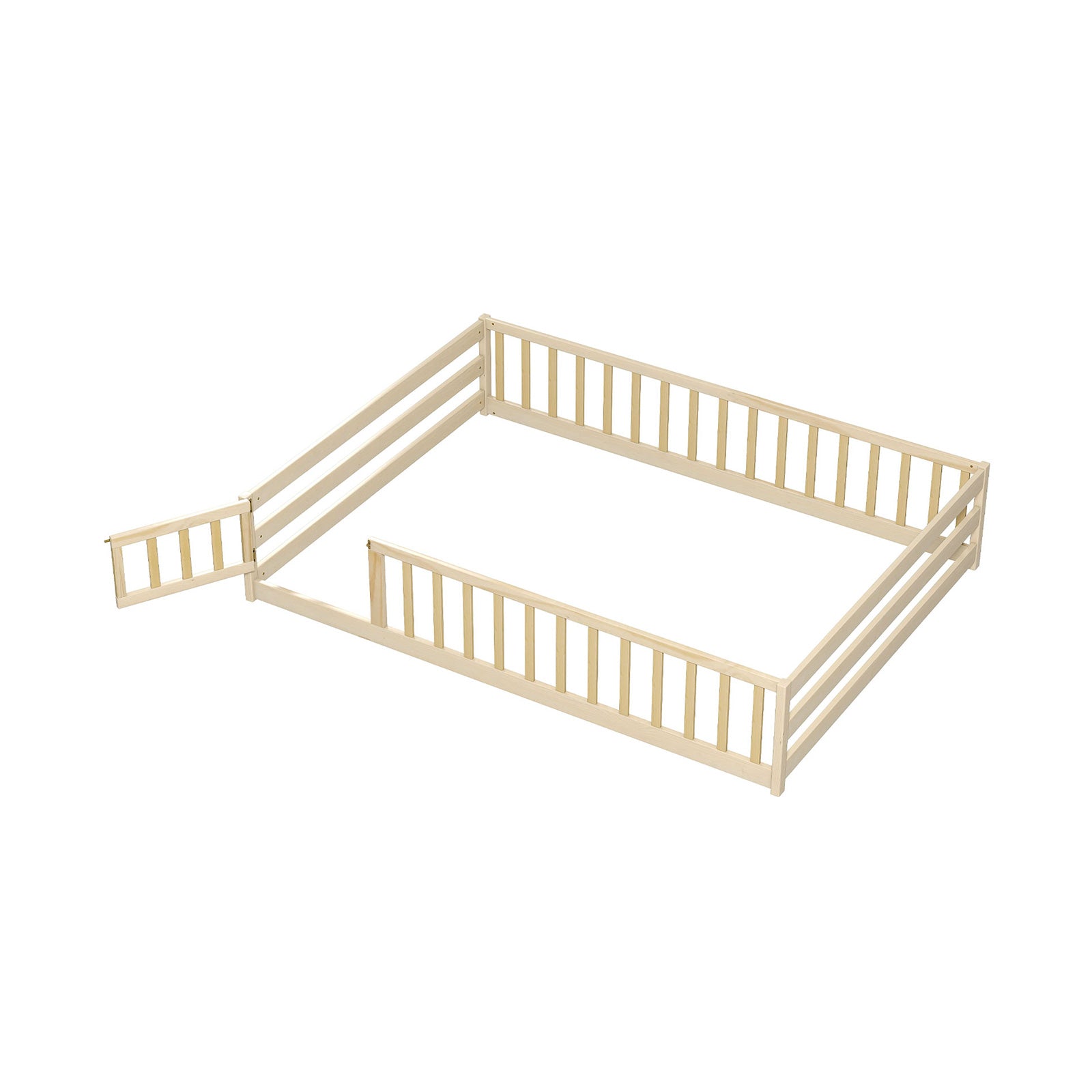 Full Size Floor Bed with Full Length Safety Guardrails