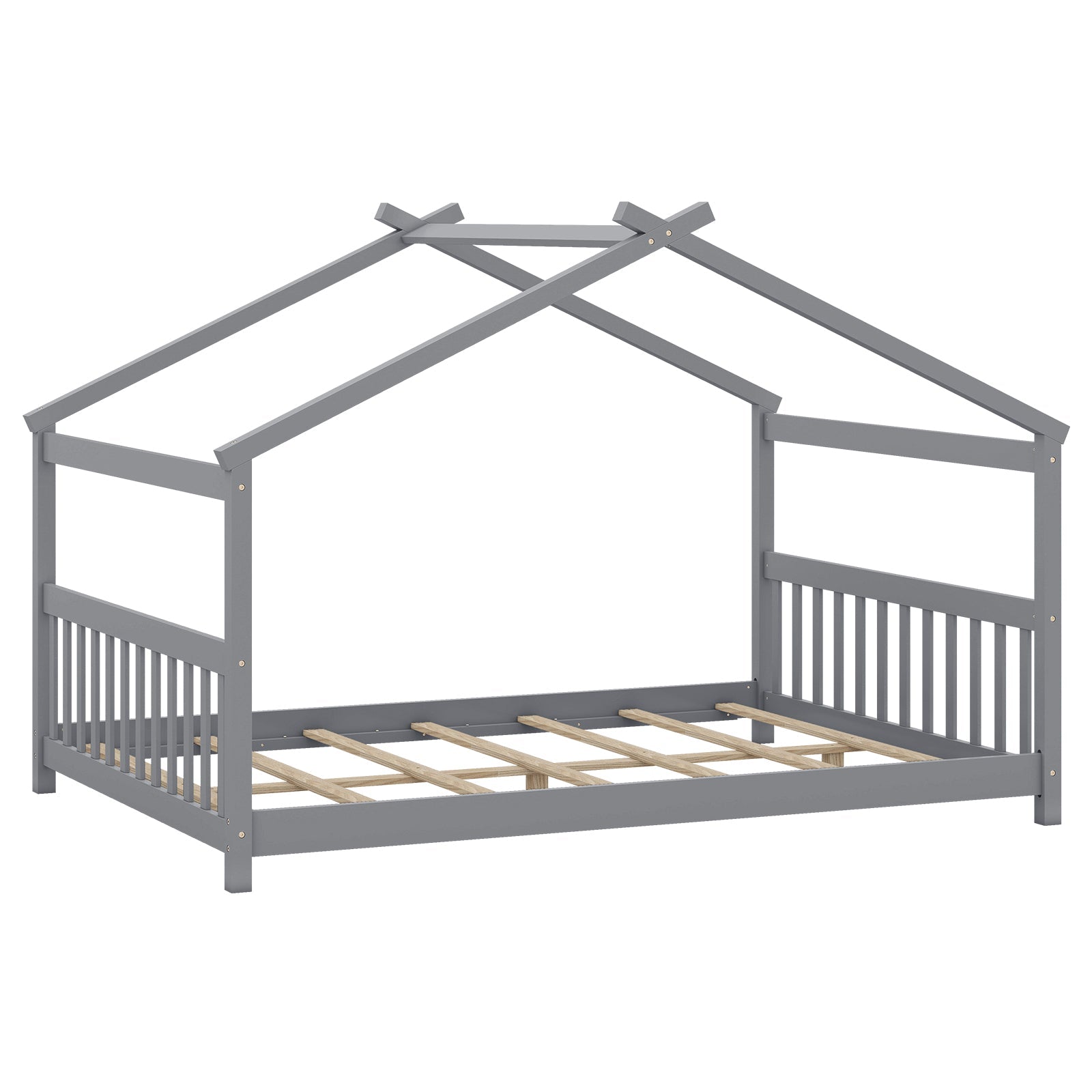 Full Size House Bed Montessori Floor Bed with Headboard