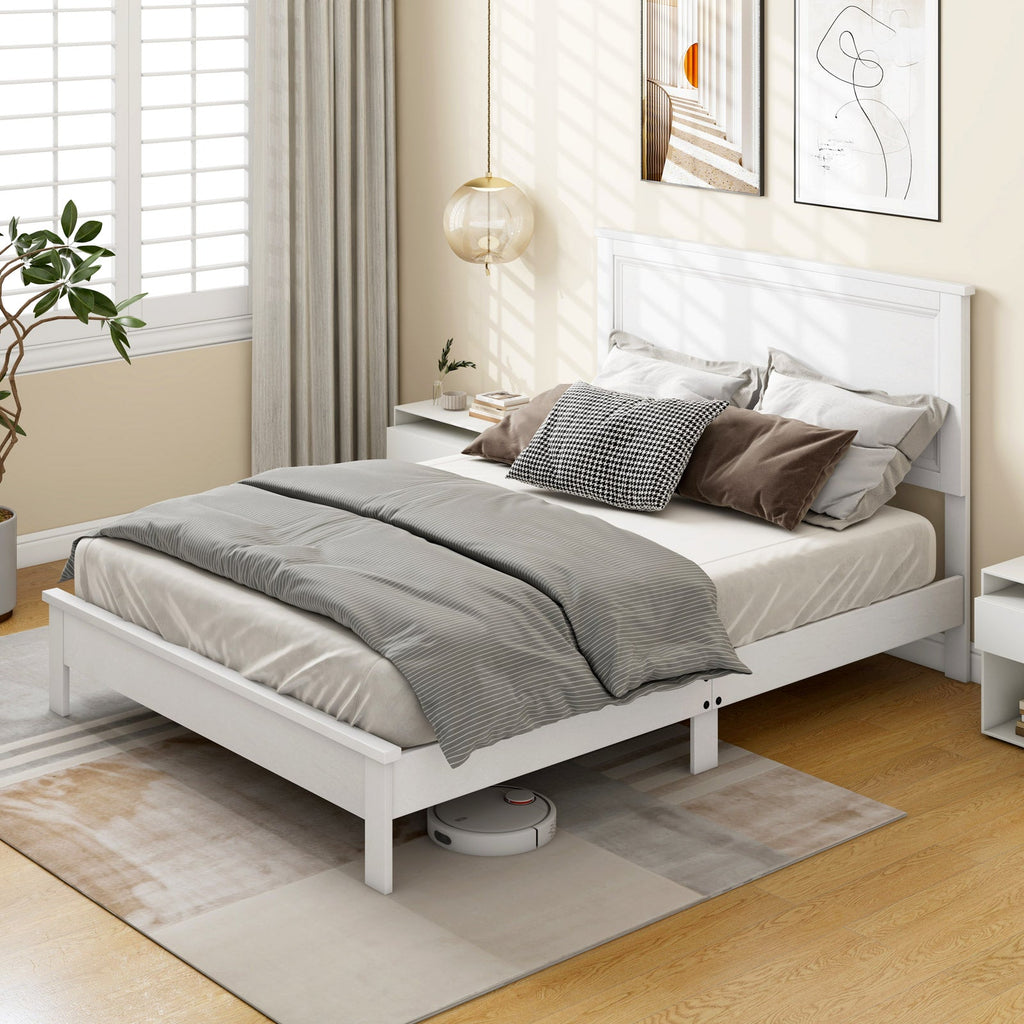 Full Size Platform Slat Bed Frame with High Headboard