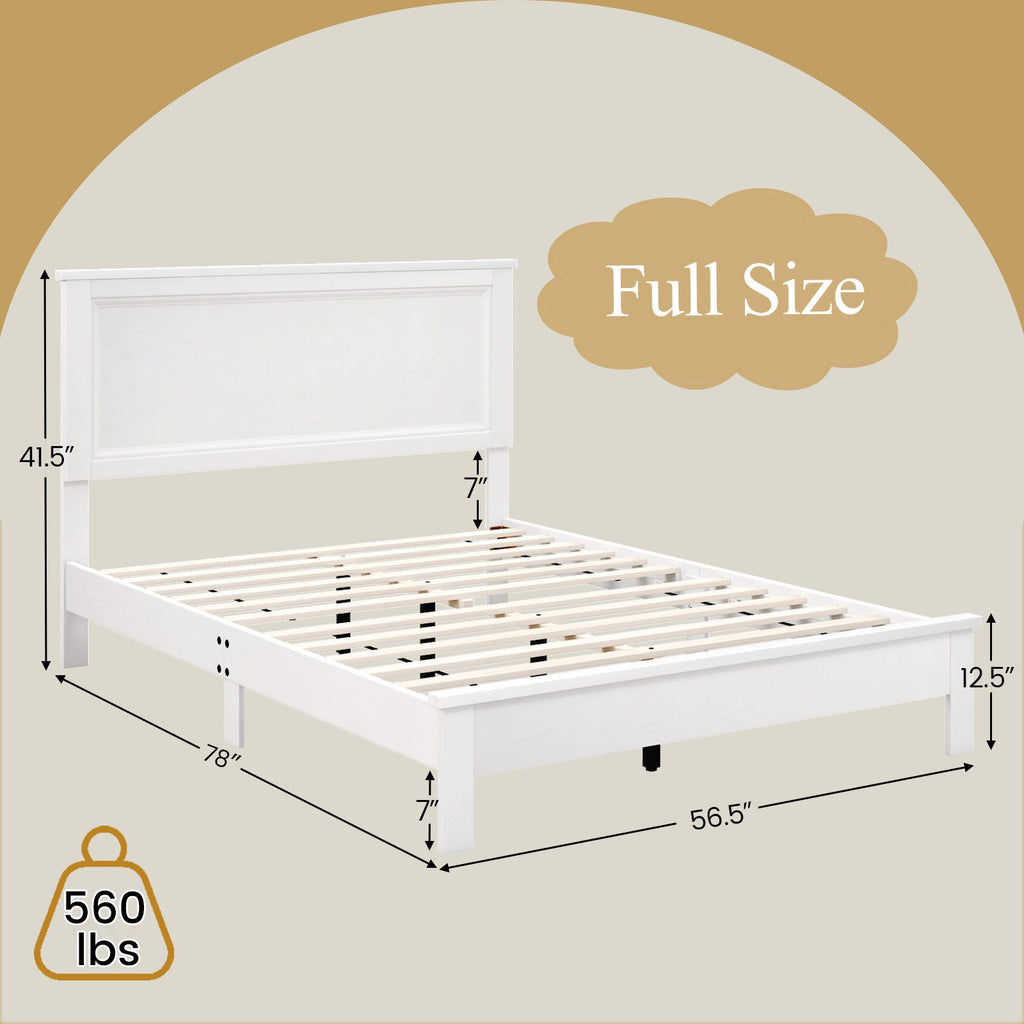 Full Size Platform Slat Bed Frame with High Headboard