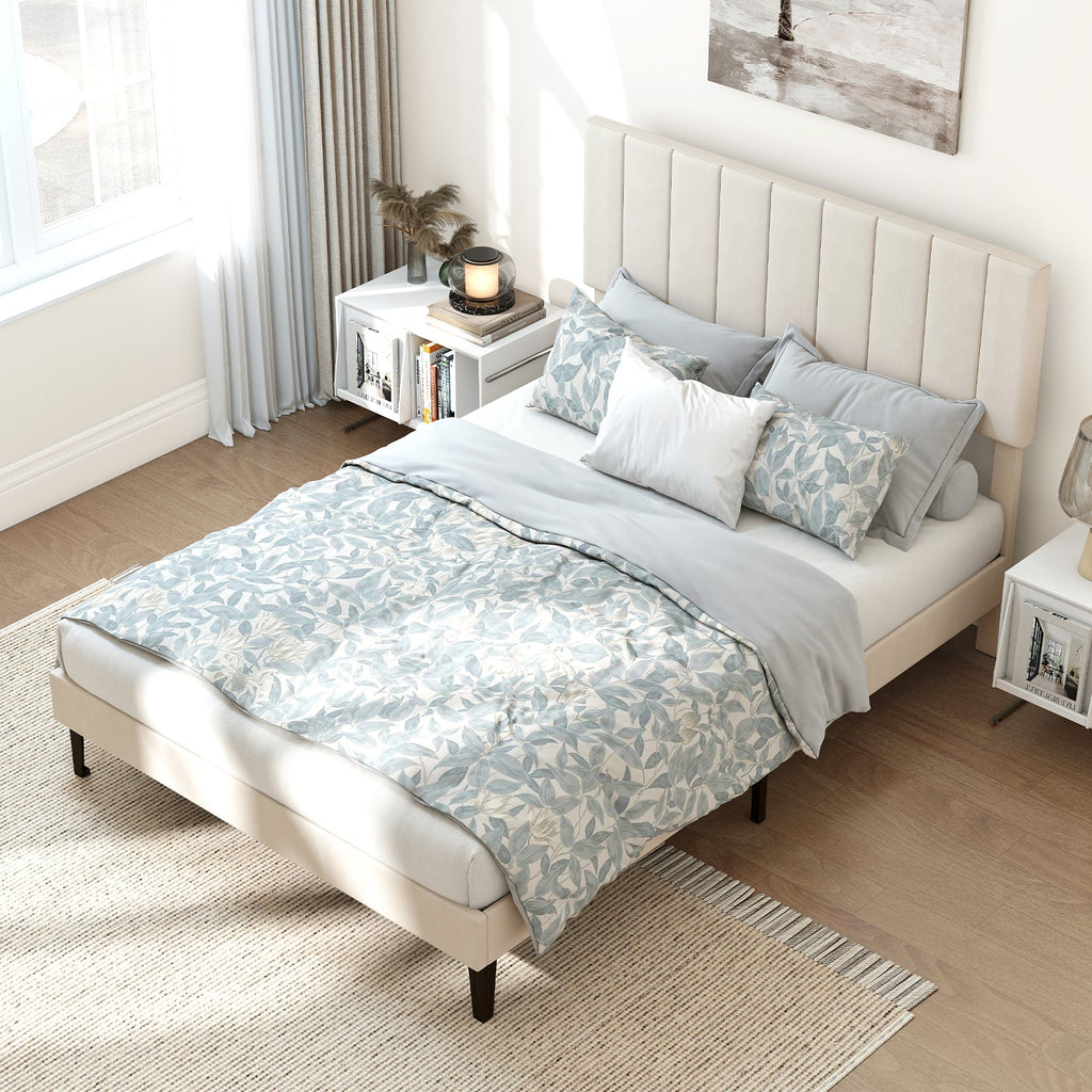 Full Size Velvet Upholstered Platform Bed Frame