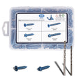 230x Phillips Flat & Slotted Hex Washer Head Concrete Screws 1/4″ and 3/16″ Blue