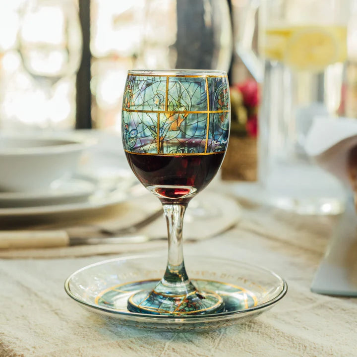 Modern Artistic Shabbat Kiddush Cup Set – Chagall Glass Series