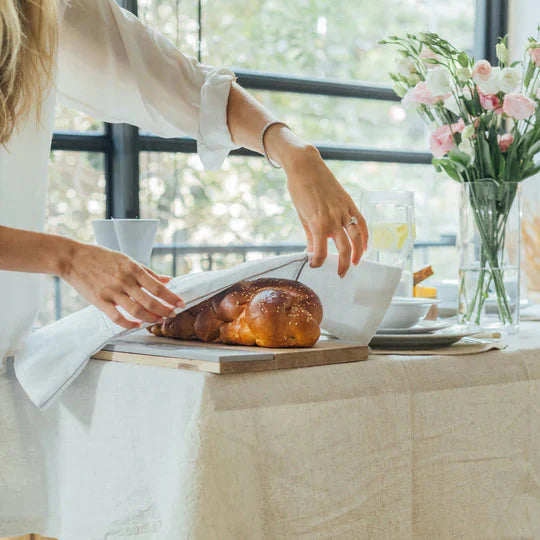 Minimalist Challah Cover Made from Premium Linen Fabric - Shabbat Series