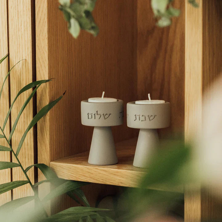 Modern Judaica Concrete Candle Holders – Solura Series