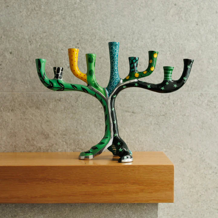 Handcrafted Menorah with Painted Details – Safari Style Series