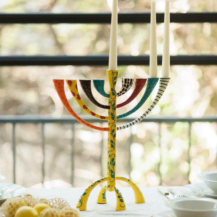 Luxury Hand-Crafted Enamel Chanukah Menorah – The Classic Premium Series
