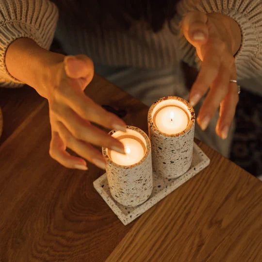 Handcrafted Terrazzo Candle Holder for Shabbat