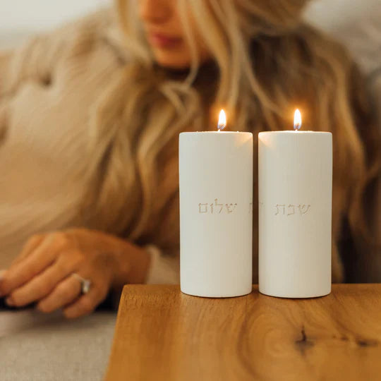 Contemporary Shabbat Candle Holders from Concrete - Flow Series