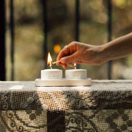 Handcrafted Concrete Shabbat Candle Holders – Flow Series