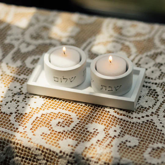 Handcrafted Concrete Shabbat Candle Holders – Flow Series