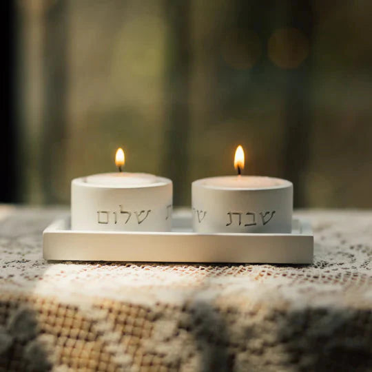 Set of Candle holders designed to sit on a modern concrete tray - Pure Line Series