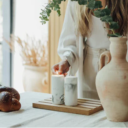 Modern Judaica Shabbat Candle Holders - Flow Series