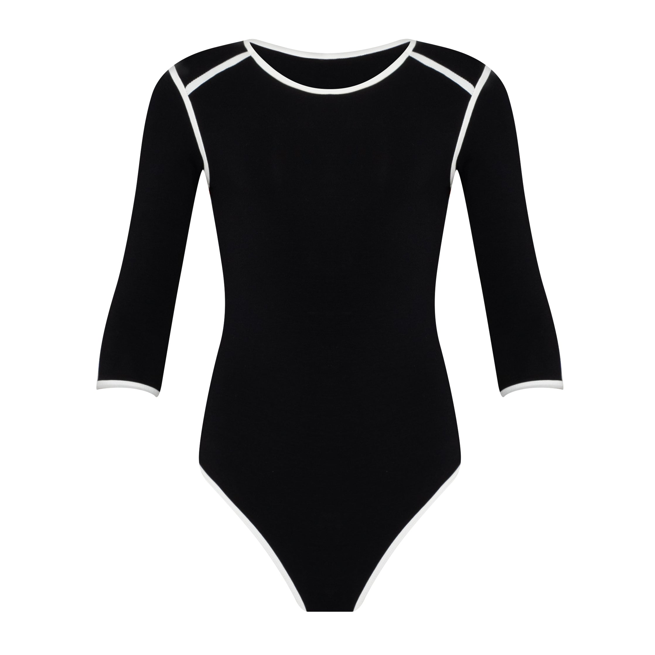 The Girl 3/4 Sleeve Second Skin Active Bodysuit In Black | Lenzing™ Viscose Stretch Fit