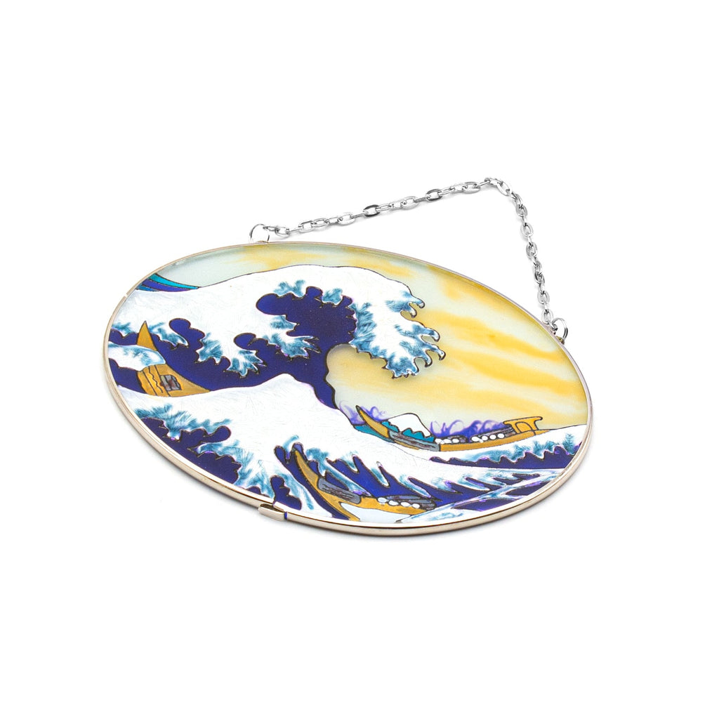 The Great Wave off Kanagawa Glass Suncatcher 6.25"x5"