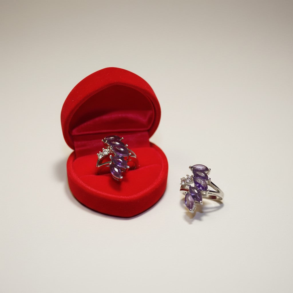 Amethyst and Quartz Finger Ring (Single Ring)