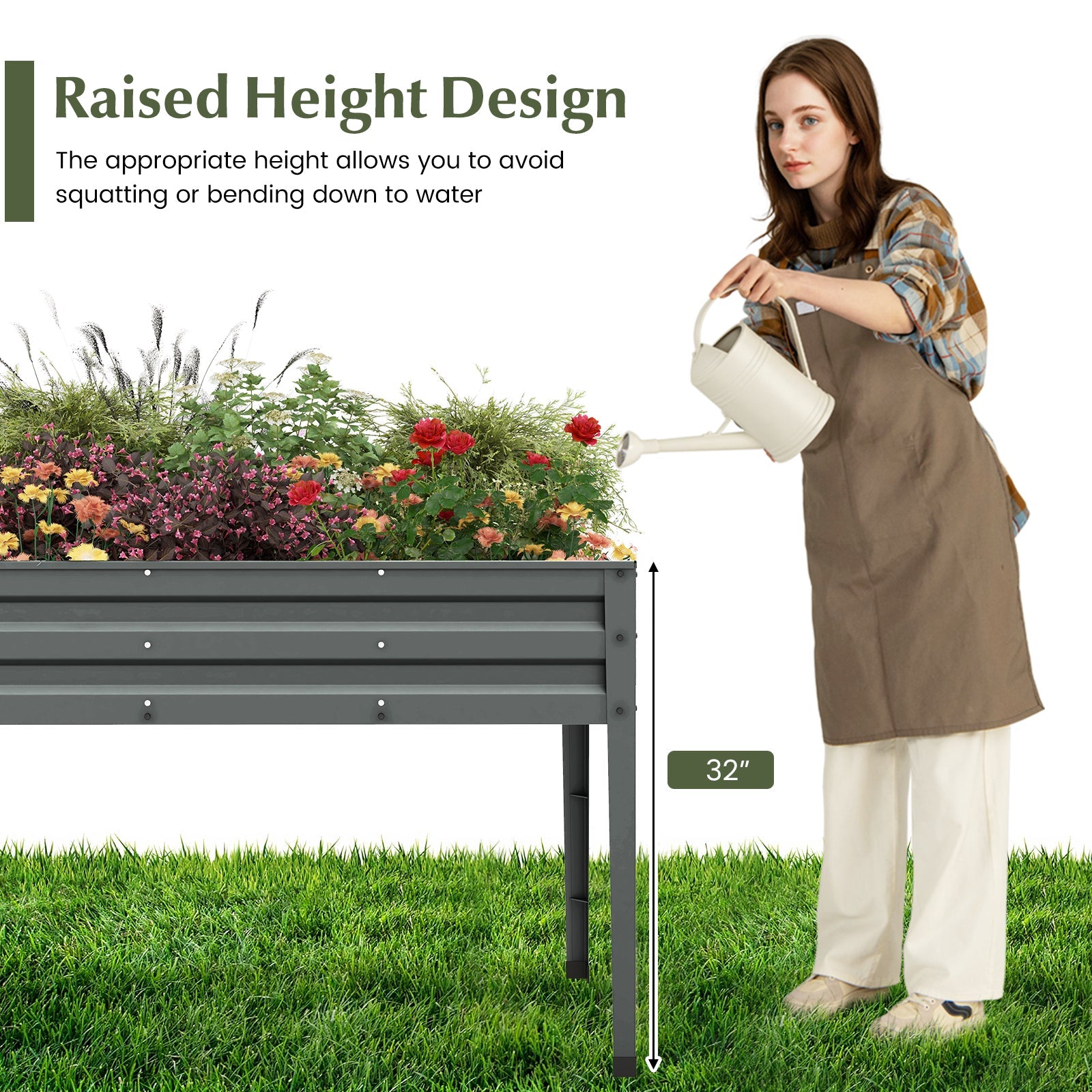 Galvanized Raised Garden Bed Elevated Planter Box with Legs and Drainage Hole