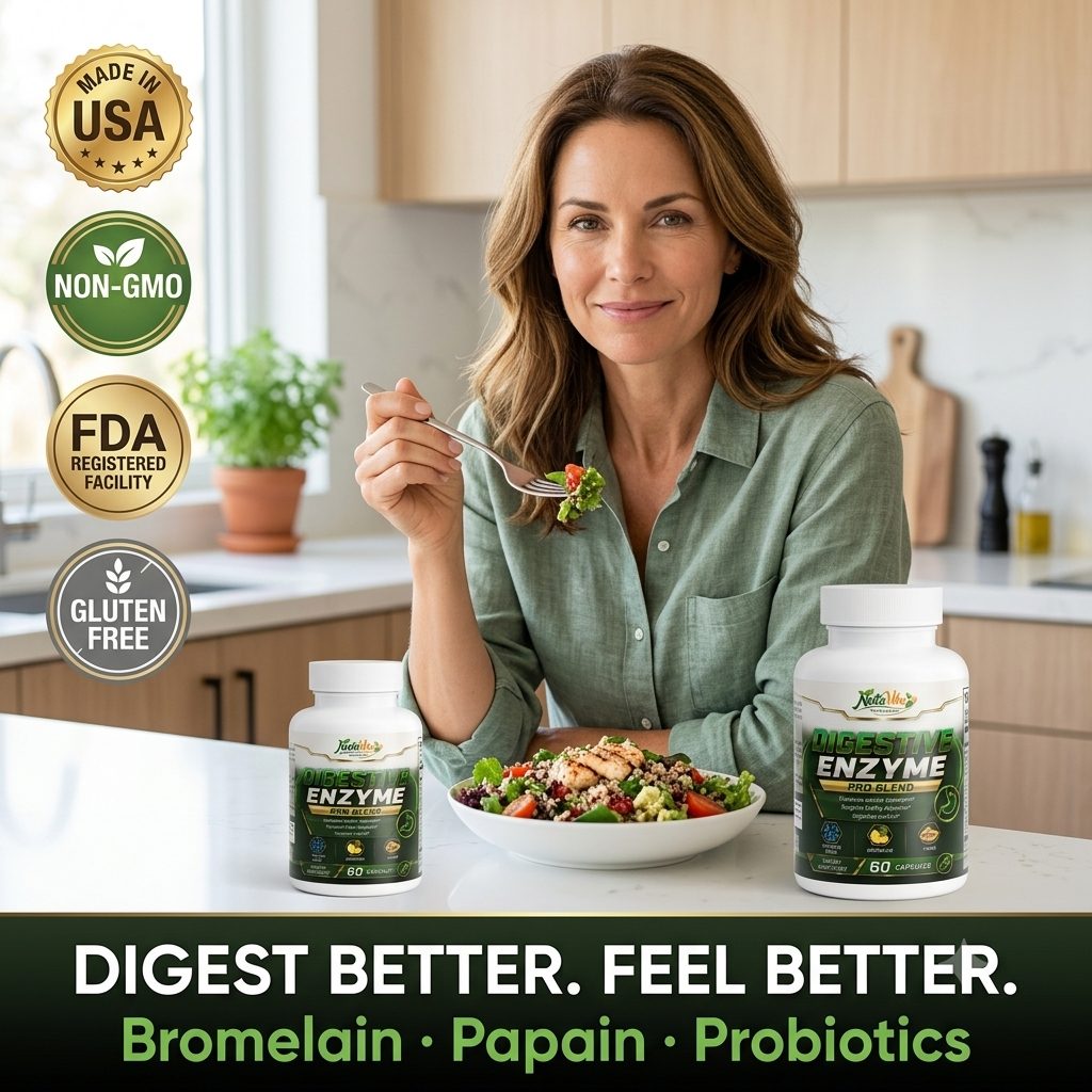 Digestive Enzyme Pro Blend™ – Makzyme-Pro™ with Bromelain, Papain & Probiotics | Gut Health & Nutrient Absorption | 60 Caps