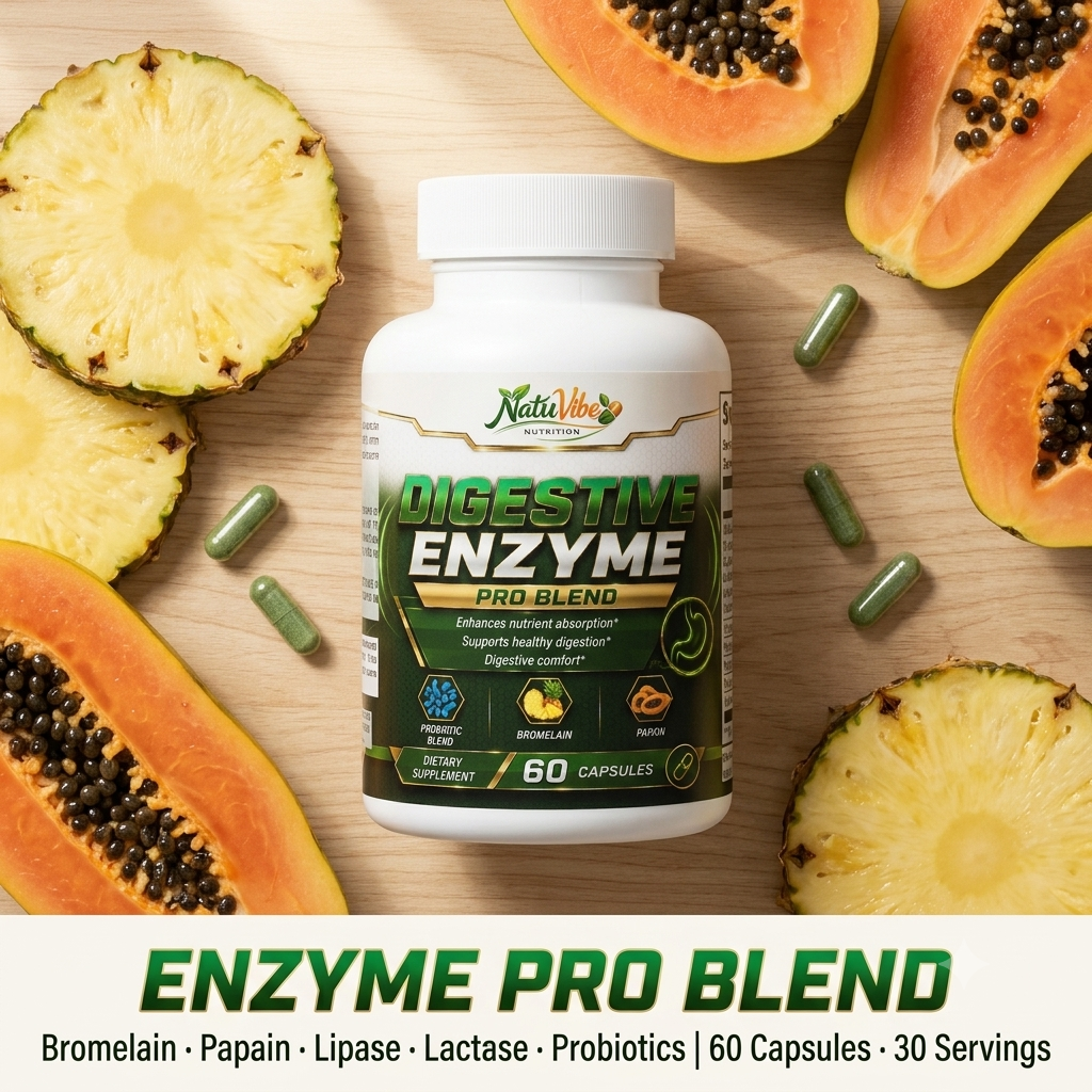 Digestive Enzyme Pro Blend™ – Makzyme-Pro™ with Bromelain, Papain & Probiotics | Gut Health & Nutrient Absorption | 60 Caps