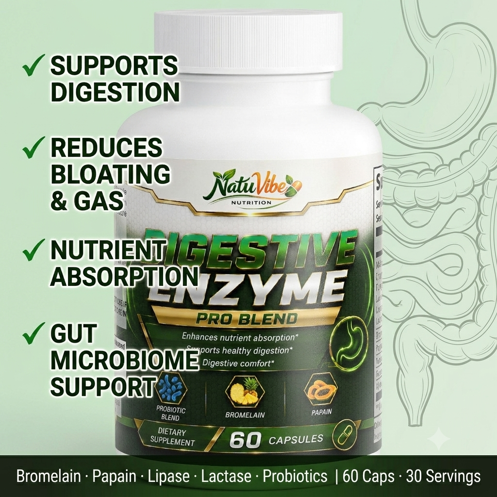 Digestive Enzyme Pro Blend™ – Makzyme-Pro™ with Bromelain, Papain & Probiotics | Gut Health & Nutrient Absorption | 60 Caps