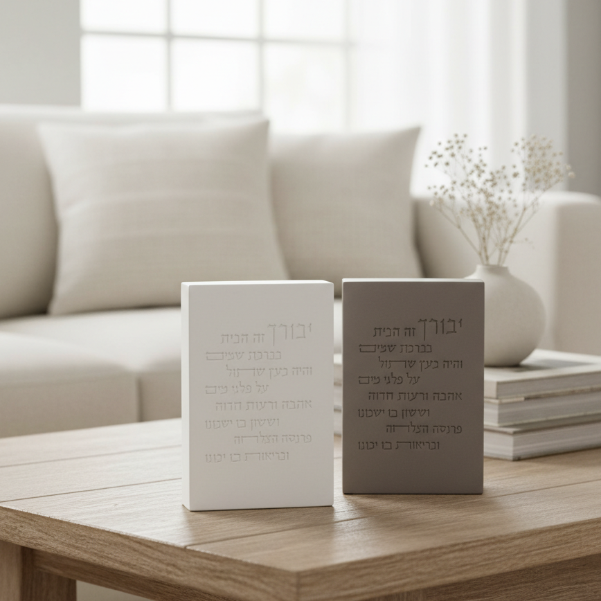 Modern Concrete Jewish Home Blessing in Hebrew – Core Series