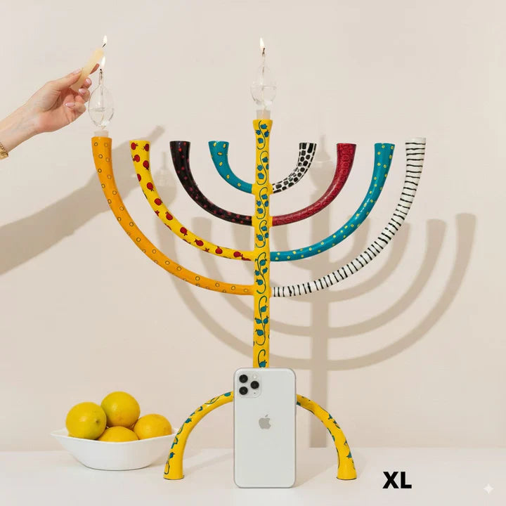 Enamel-Colored Luxury Hand-Crafted Menorah – The Classic Premium Series