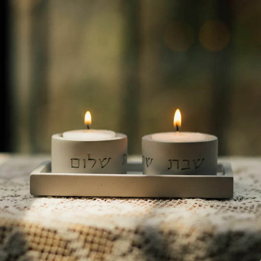 Set of Candle holders designed to sit on a modern concrete tray - Pure Line Series