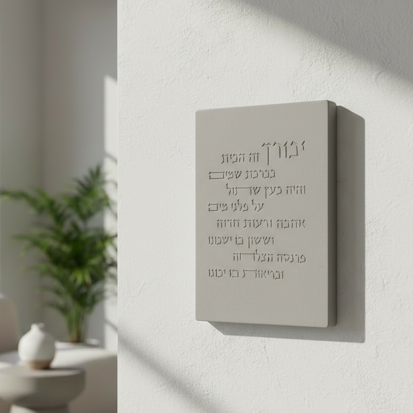 Contemporary Concrete Jewish Home Blessing in Hebrew – Core Series