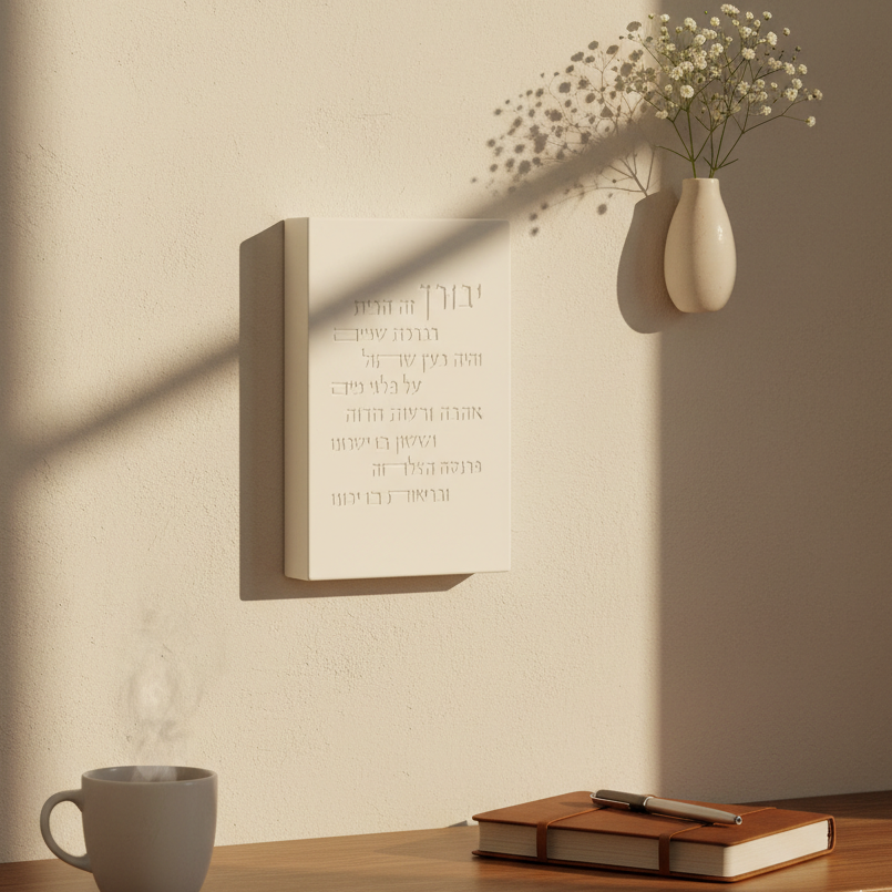 Contemporary Concrete Jewish Home Blessing in Hebrew – Core Series