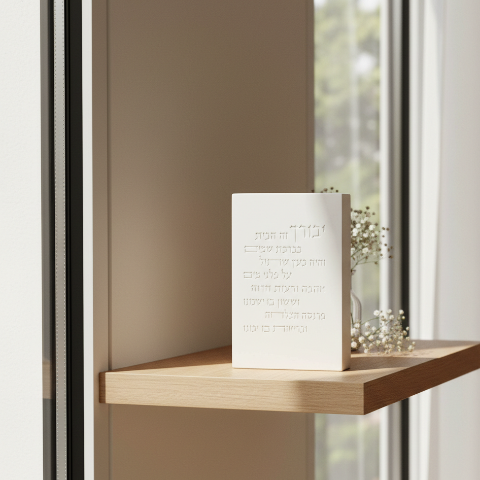Contemporary Concrete Jewish Home Blessing in Hebrew – Core Series