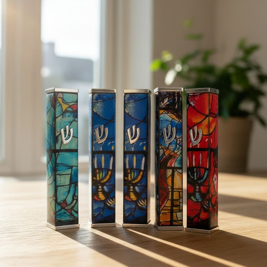 Artistic Mezuzah Case in Stainless Steel – Chagall Series