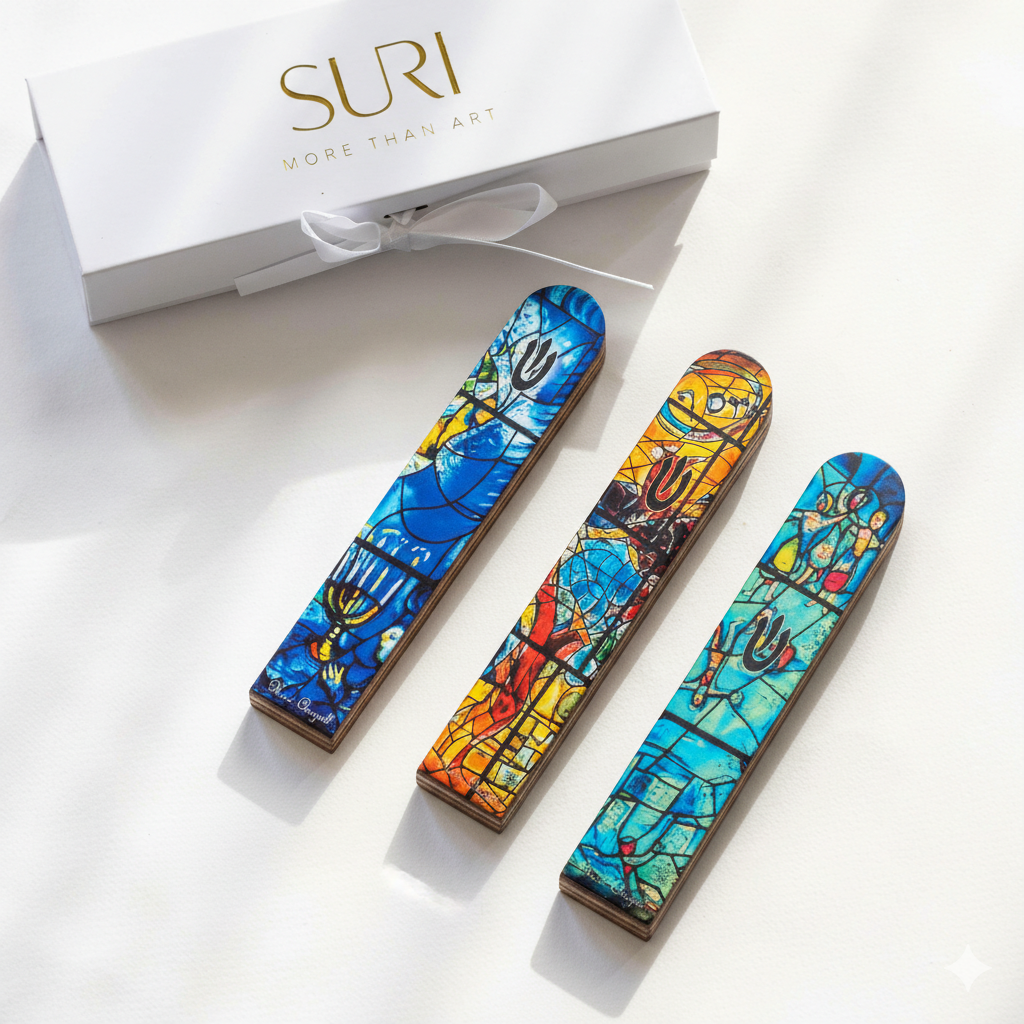 Designed Wooden Mezuzah Case – Modern Judaica Art | Chagall Series