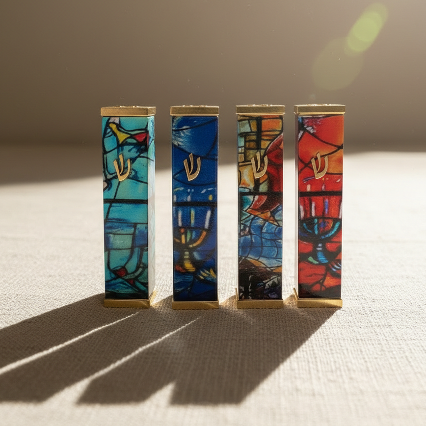 Artistic Stainless Steel Mezuzah Case for Door – Chagall Series