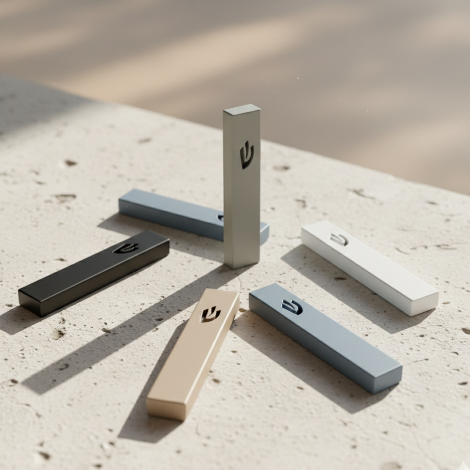 Contemporary Stainless Steel Mezuzah with Fine Line Detailing - Sweetheart Series