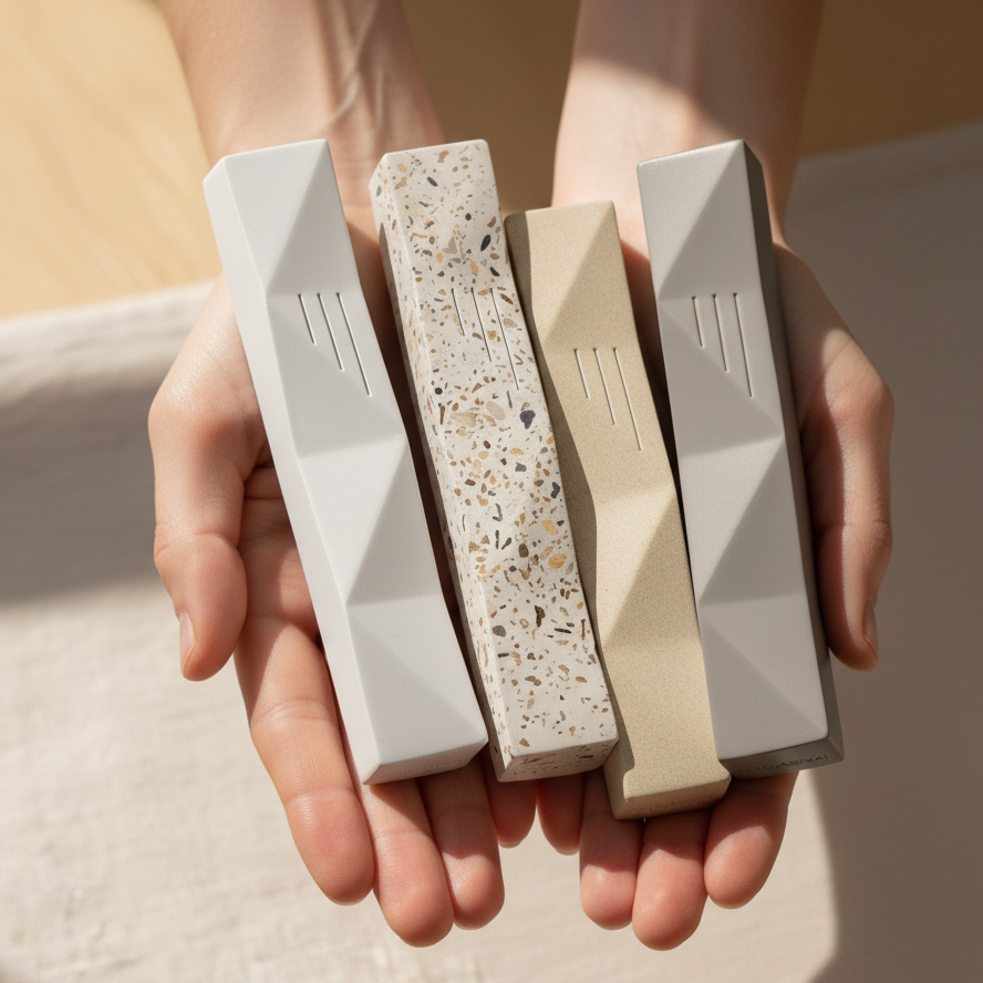 Modern Concrete Mezuzah Judaica for Entryways and Interior Doors – Wave Series