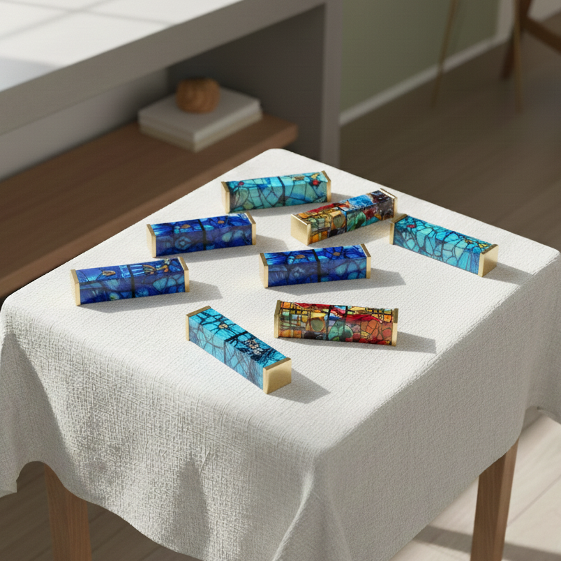 Colorful Mezuzah Cases Inspired by Chagall Windows – Chagall Series