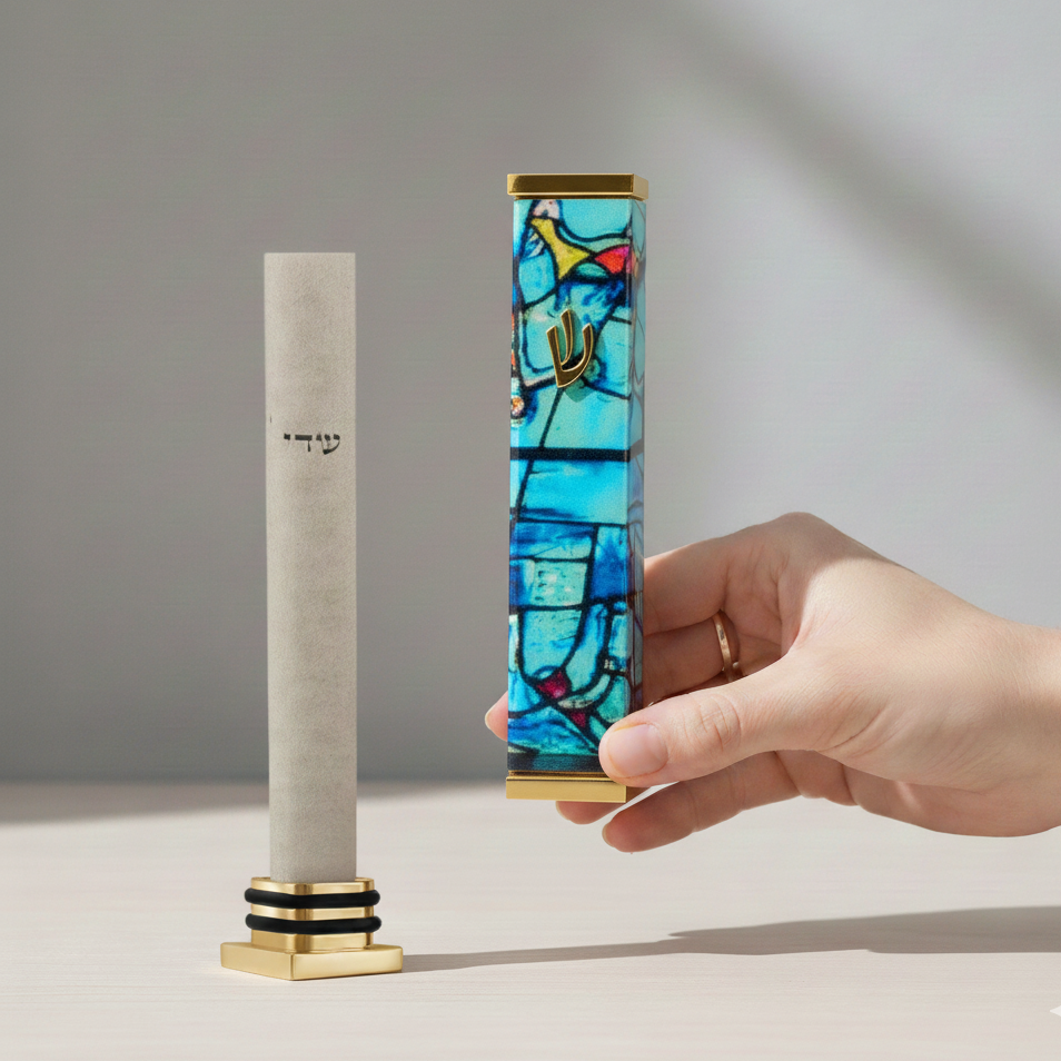 Artistic Stainless Steel Mezuzah Case for Door – Chagall Series