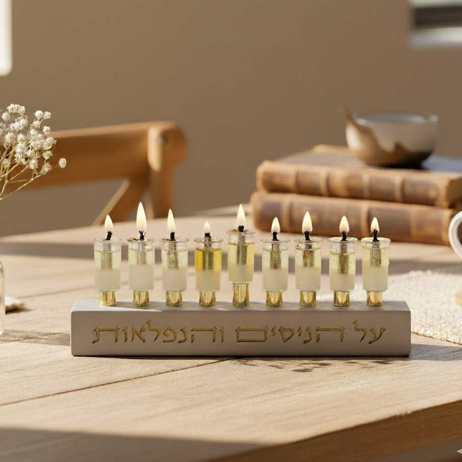 Minimalist Classic Concrete Menorah – The Miracle of Light Series