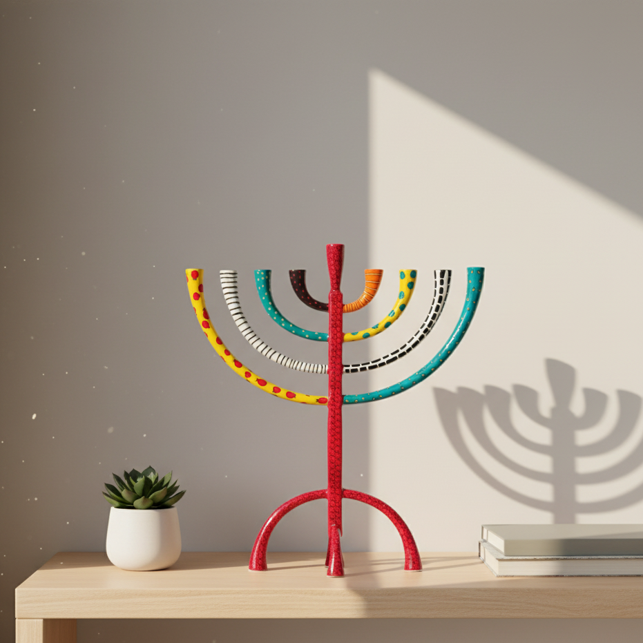 Enamel-Colored Luxury Hand-Crafted Menorah – The Classic Premium Series