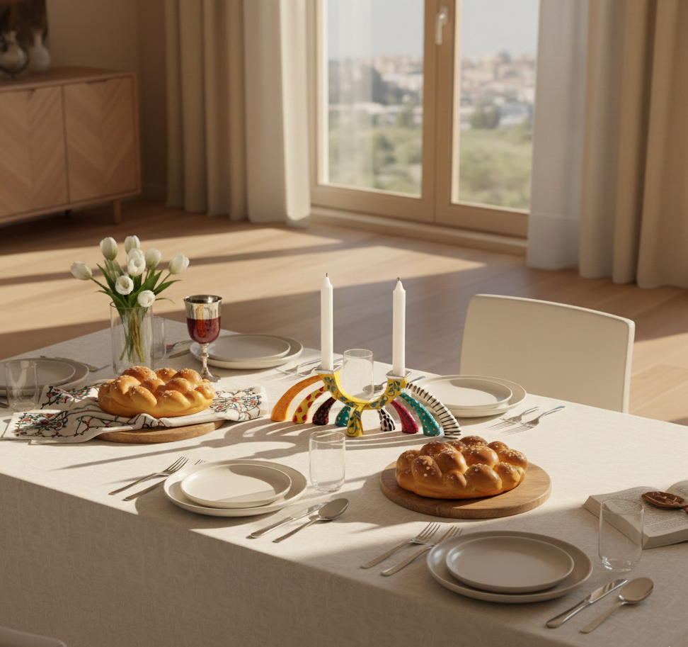 Luxury Hand-Painted Enamel Menorah & Candle Holders – Twist Series