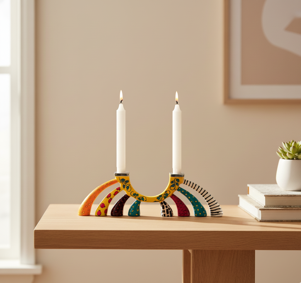 Modern Minimalist Handcrafted Menorah & Candle Holder Gift - Twist Series