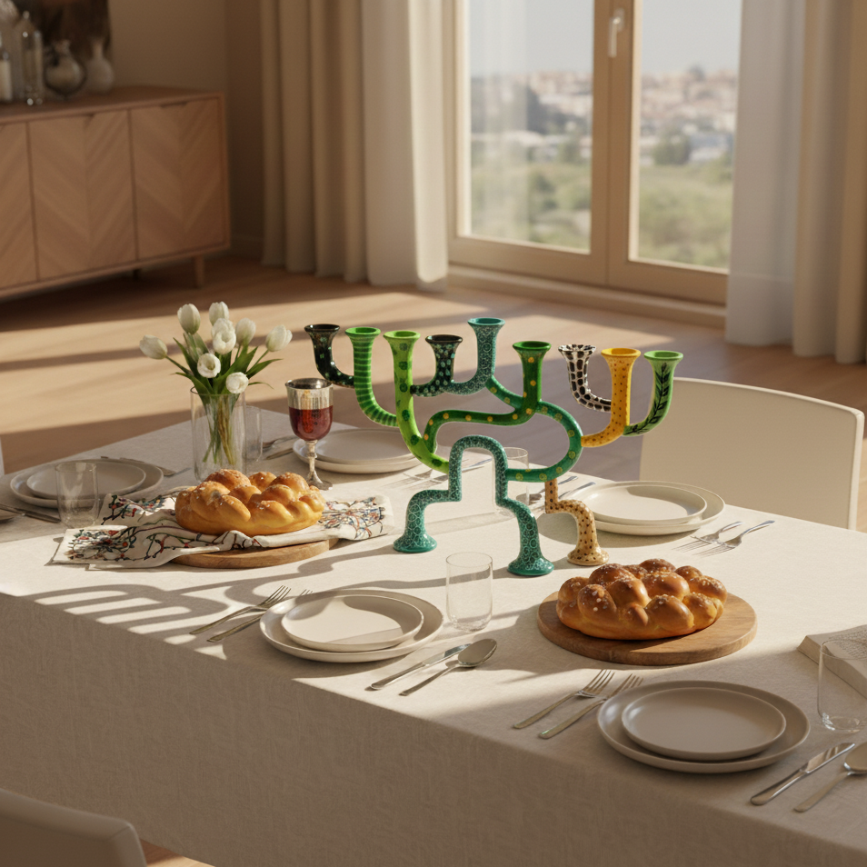 Modern Artistic Hand-Painted Menorah – Loopa Series