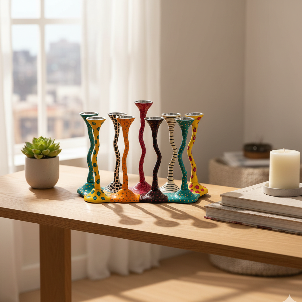 Elegant Swirling Hanukkah Menorah Design – Curvix Series