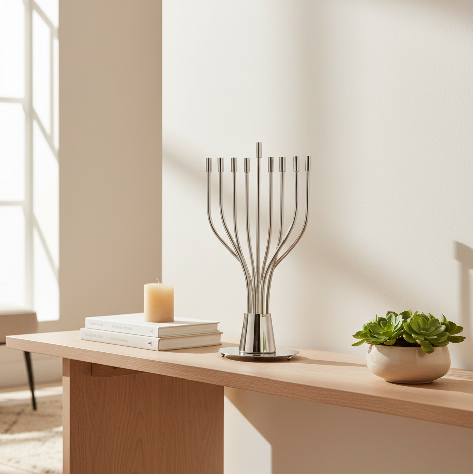 Luxury Large Nickel Menorah – The Holy Spirit Series