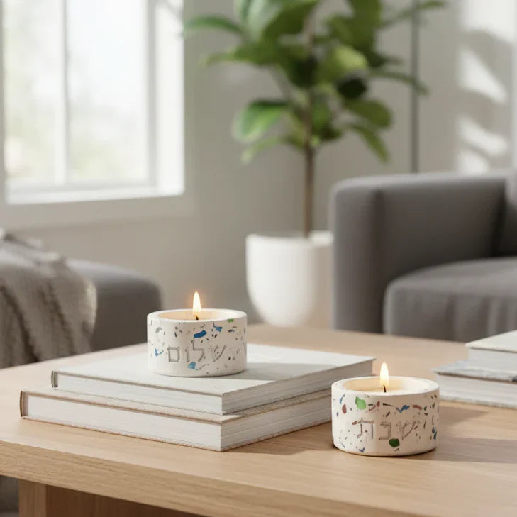 Terrazzo Candle Holder Pair for Shabbat – Terrazzo Series